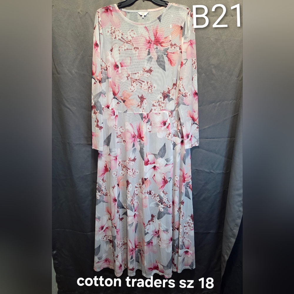 Cotton Traders Floral Long Sleeve Dress